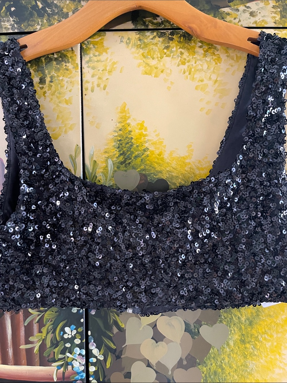 Forever 21 Black Sequin Cropped Tank